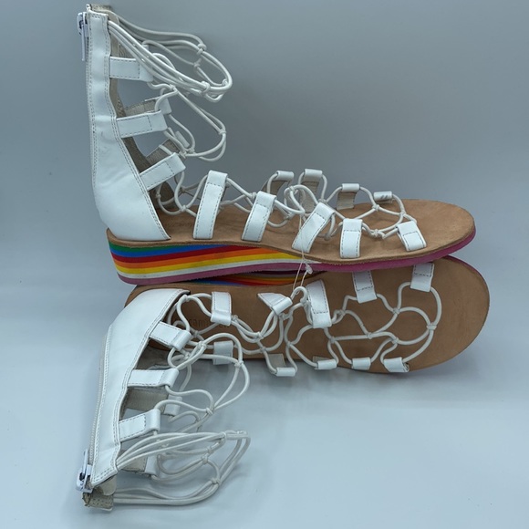 JEFFREY CAMPBELL BURMA White Rainbow Wedge Gladiator Sandal Size 8M - Picture 7 of 16